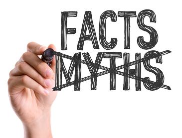 Hand with marker writing the word Facts Myths